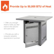 28" 50000 BTU Silver Outdoor Propane Gas Fire Pit Table