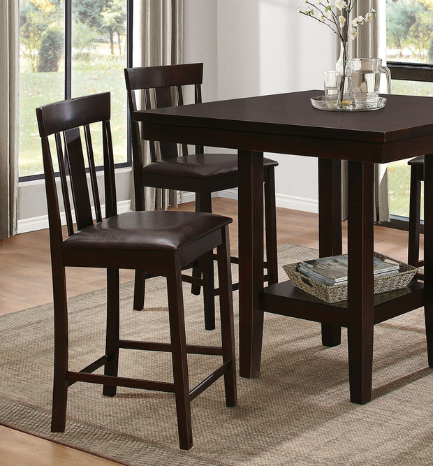 5 Piece Counter Height Dining Set with Shelf - Espresso Finish