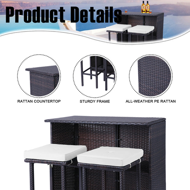 3-Piece Outdoor Bar Set