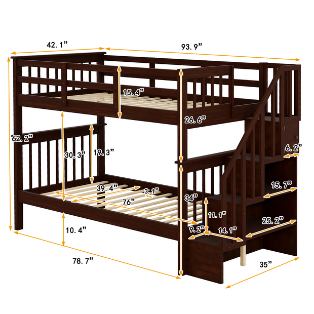 Stairway Twin-Over-Twin Bunk Bed with Storage