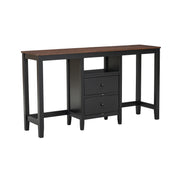 Farmhouse Rustic 3-piece Counter Height Wood Dining Set with Cabinet, 2 Storage Drawers, Black+Cherry