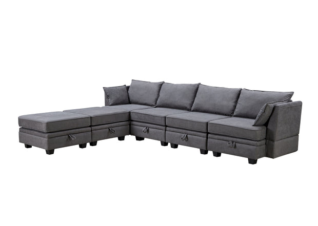 U-Shape Modular Sectional Sofa,  Convertible Sofa Bed with Reversible Chaise