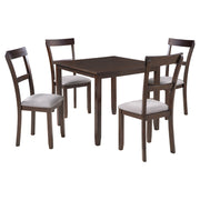 5 Piece Industrial Style Wood Dining Set  (Espresso)