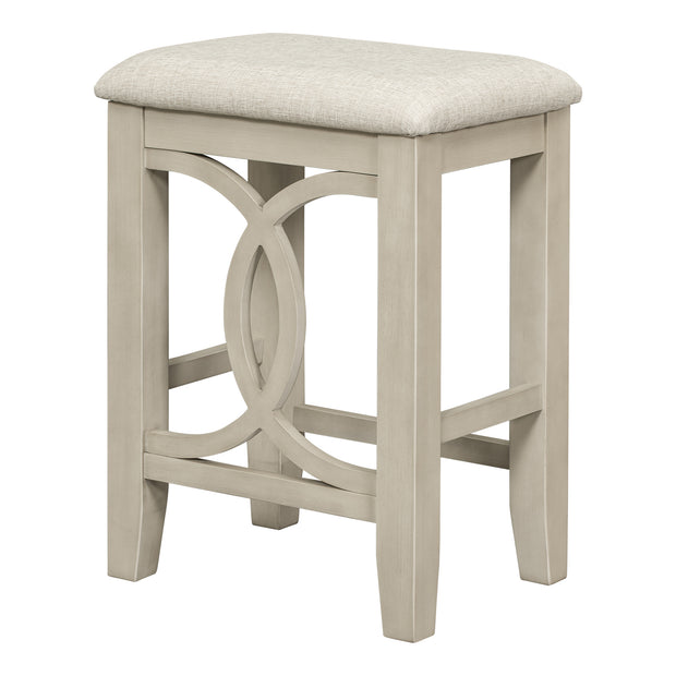 Farmhouse 3-Piece Counter Height Dining/Bar Set with USB Port and Upholstered Stools,Cream