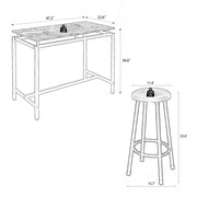 5-Piece Kitchen Counter Height Table Set, Bar Table with 4 Stools