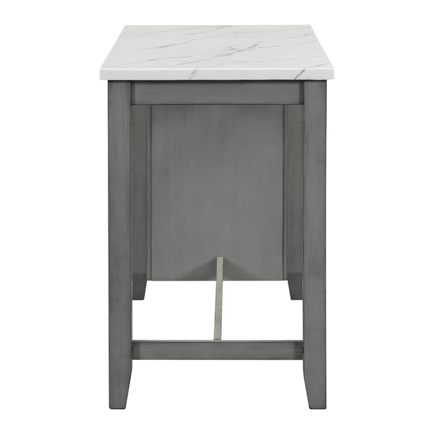 5-piece Counter Height Dining Table Set with Built-in Storage Shelves,Grey